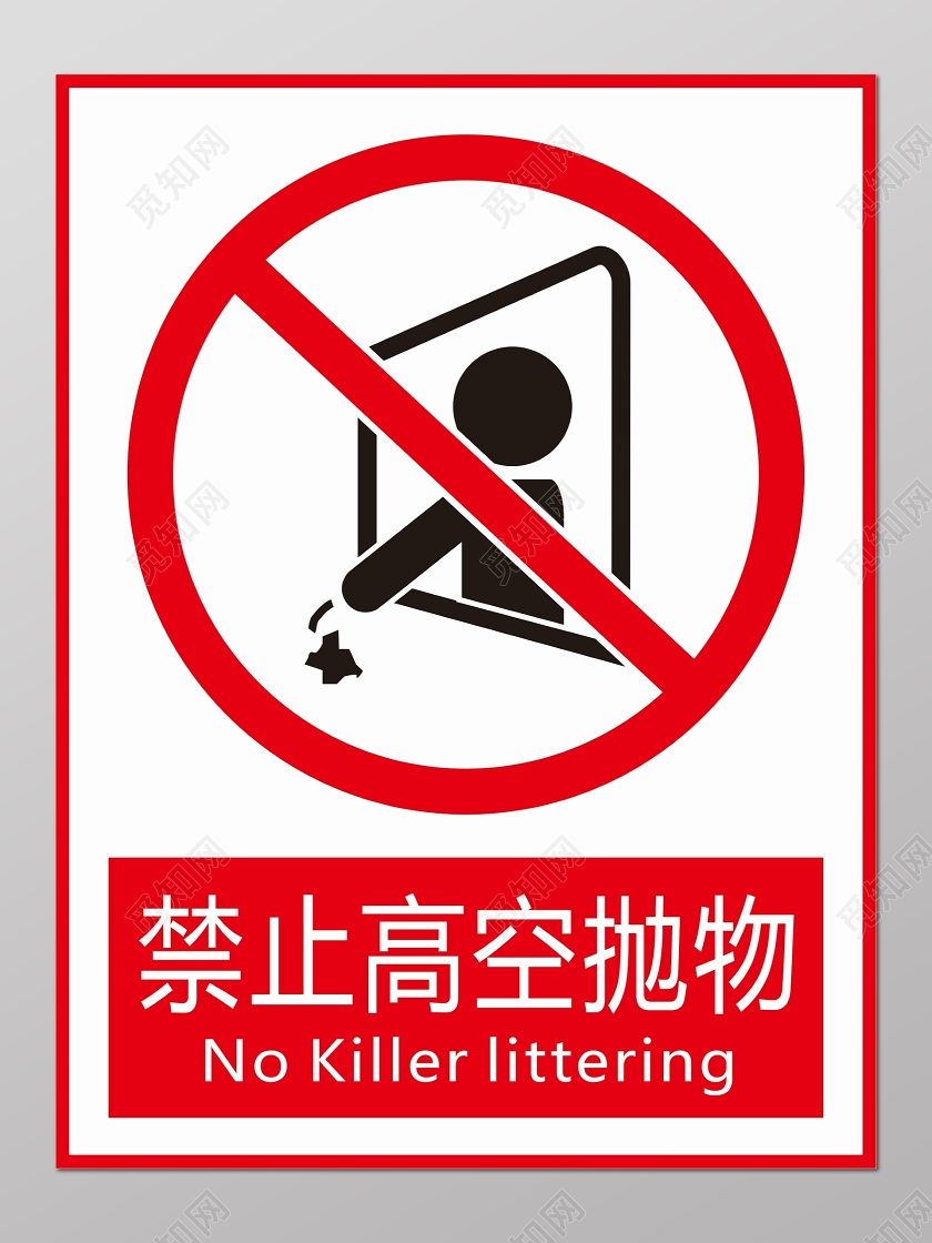 简约风高空抛物标识安全第一人人有责