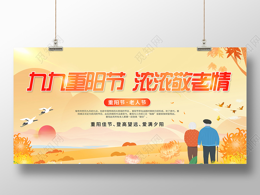 2020重阳节九九重阳节浓浓敬老情展板设计