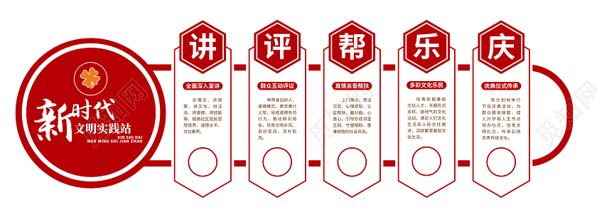 红色简约新时代文明实践站新时代文明实践文化墙