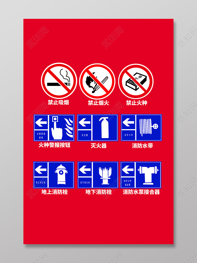 红色简约消防安全标识