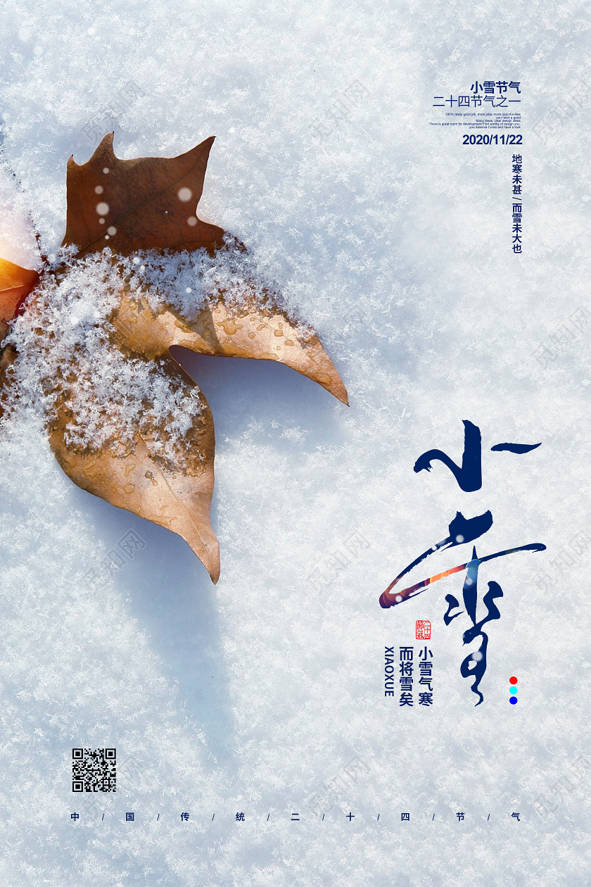 实拍简约二十四节气小雪宣传海报设计