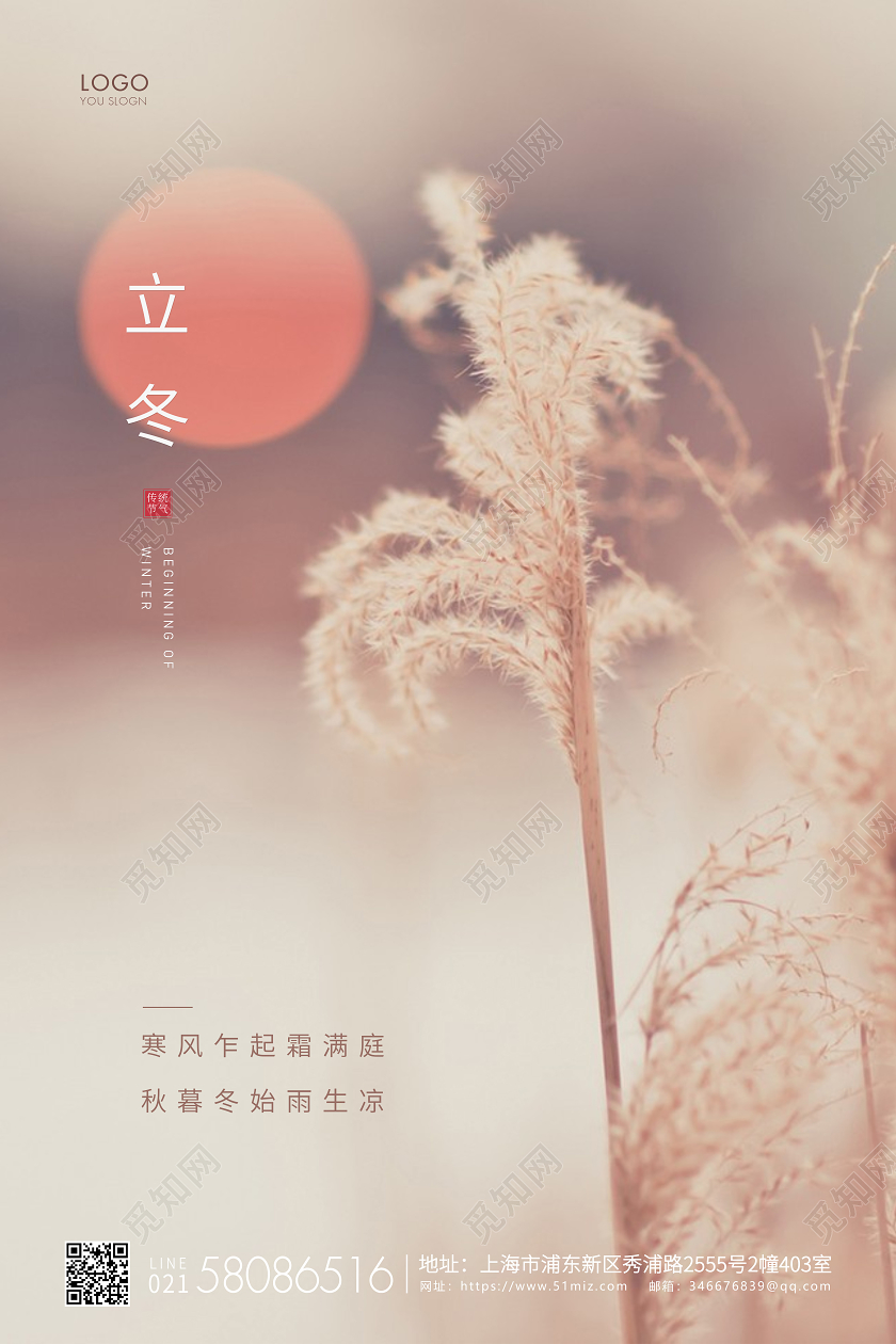 棕色简约二十四节气立冬节气宣传海报