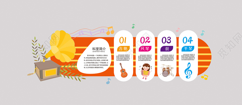 小清新活泼音乐文化墙