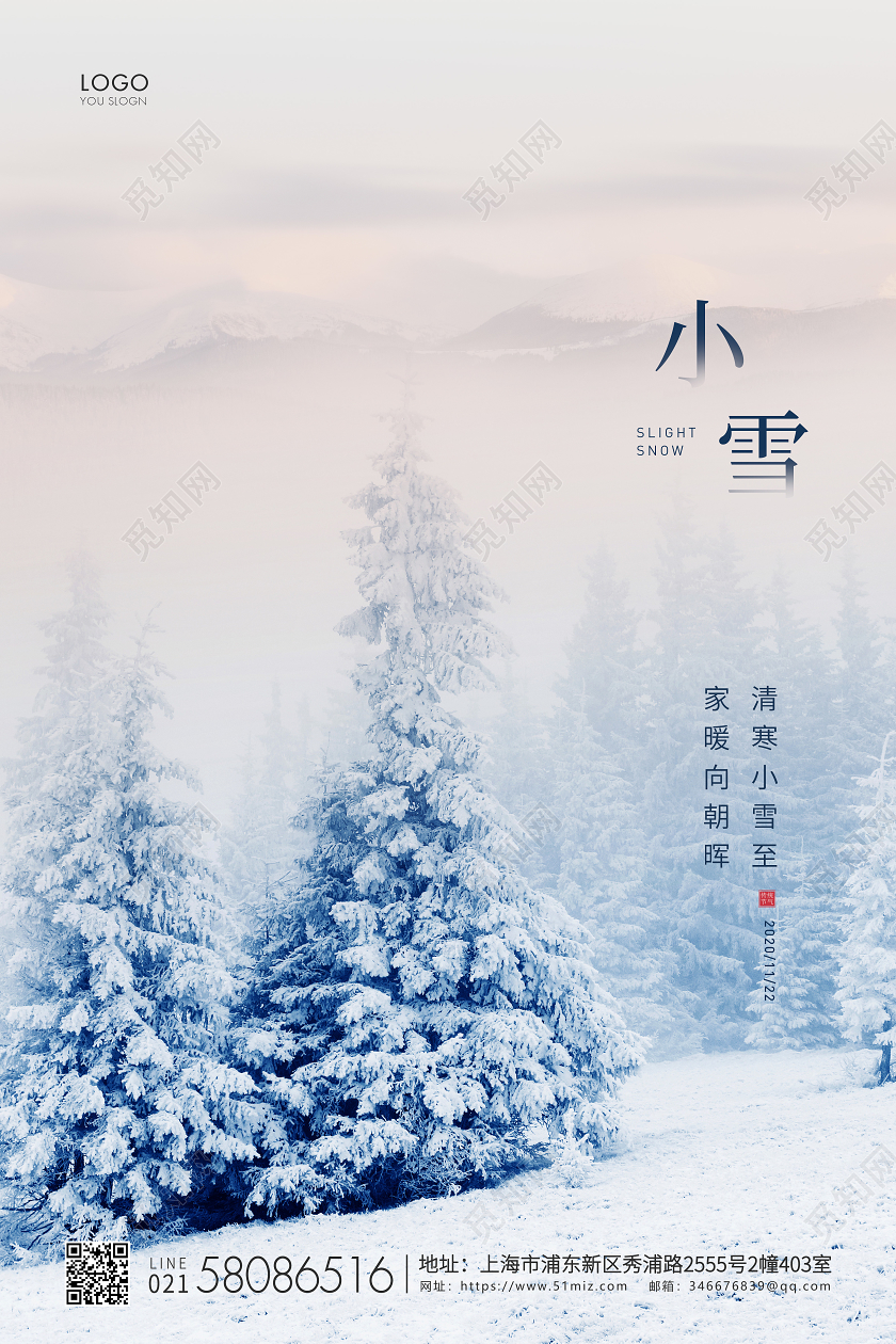 实拍简约二十四节气小雪节气宣传海报