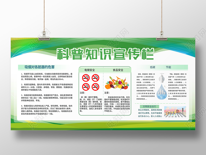 绿色卡通科普知识宣传栏科普展板