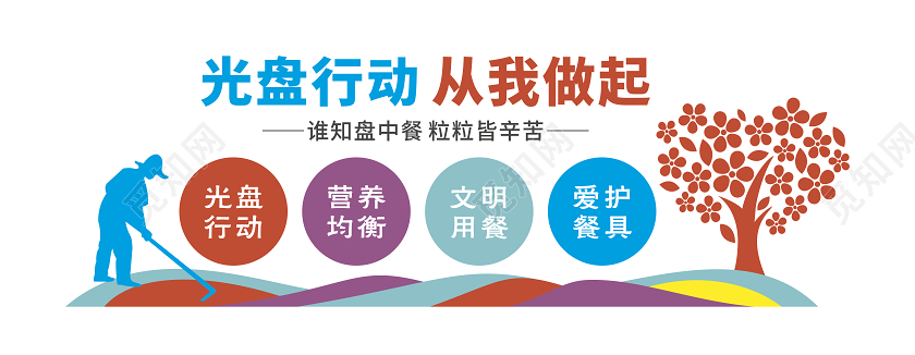 彩色光盘行动从我做起节约粮食文化墙