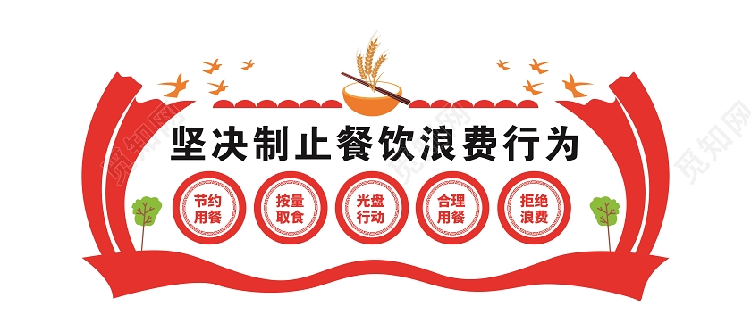 红色光盘行动厉行节约反对浪费节约粮食文化墙