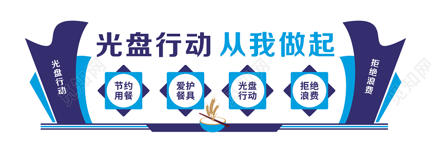 蓝色光盘行动厉行节约反对浪费节约粮食文化墙