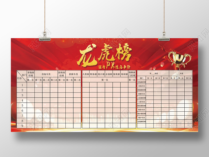 简约大气红色系龙虎榜宣传展板龙虎榜展板