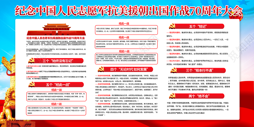 红色党建展板纪念抗美援朝出国作战抗美援朝宣传栏