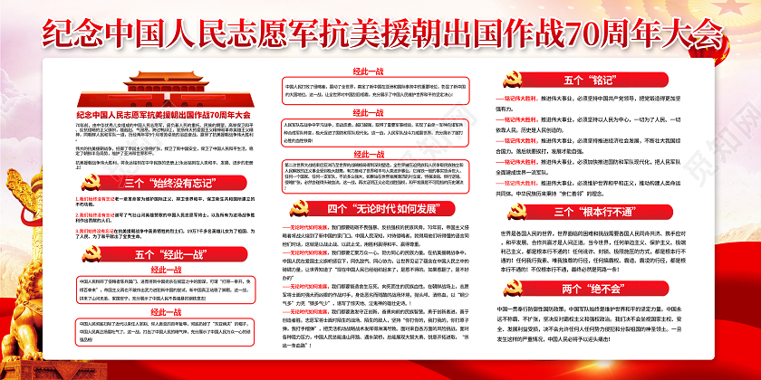 红色党建展板纪念抗美援朝出国作战抗美援朝宣传栏
