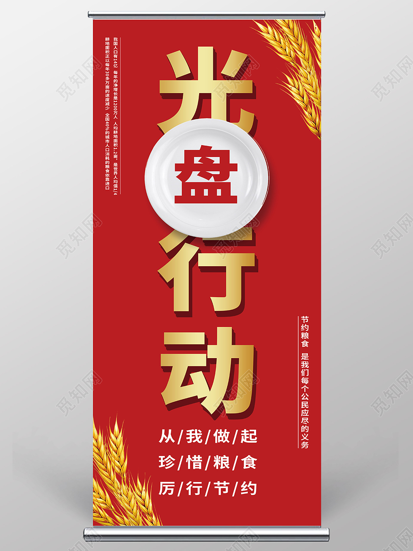 红色简约光盘行动展架易拉宝