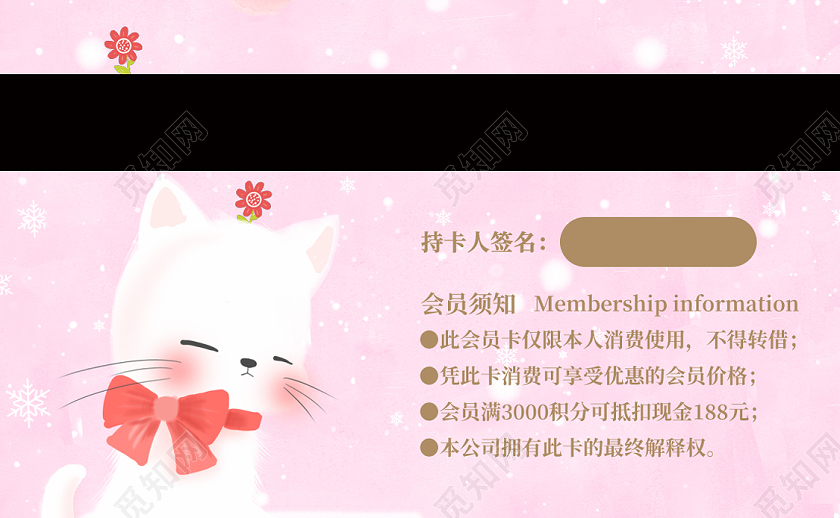 粉色卡通VIP卡粉色会员卡