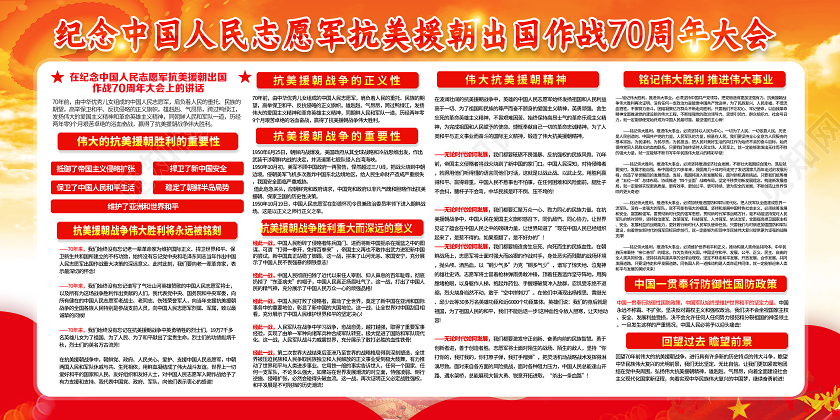 党建展板纪念抗美援朝出国作战抗美援朝宣传栏