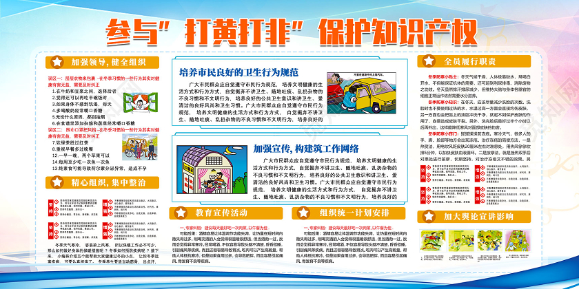 蓝色商务参与扫黄打非保护知识产权扫黄打非宣传展板扫黄打非展板