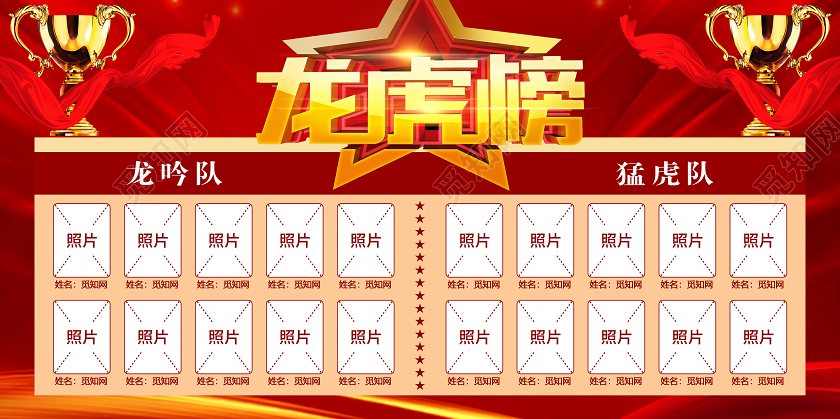 大气红色员工龙虎榜宣传展板龙虎榜展板