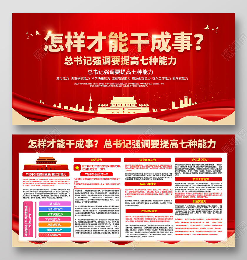 七种能力年轻干部要提高这七种能力党政党建党课宣传栏