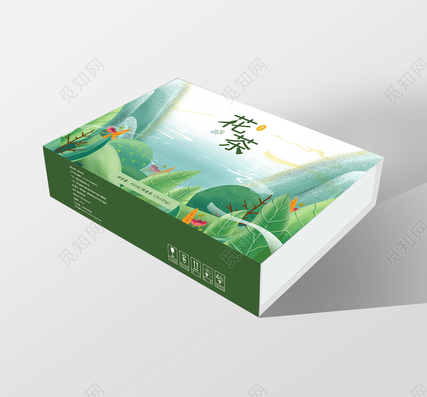 简约大气卡通风绿色系茶叶花茶茶叶包装