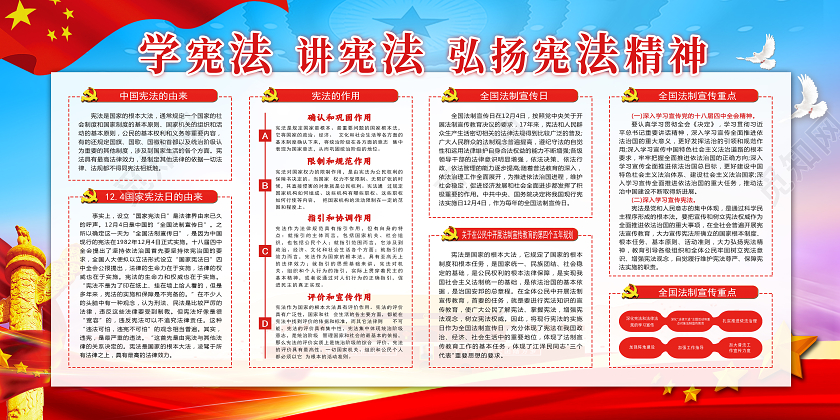 红色党风学宪法讲宪法维护宪法权威展板