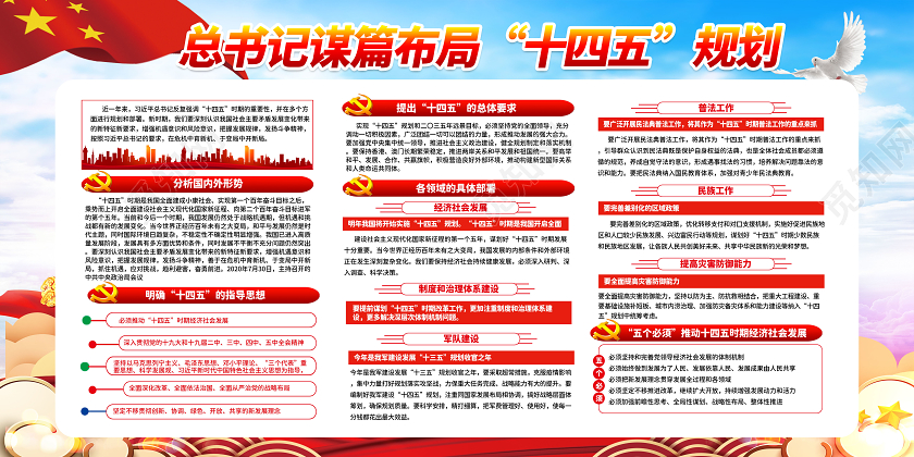 红色党建党政总书记部署十四五这样部署宣传栏展板