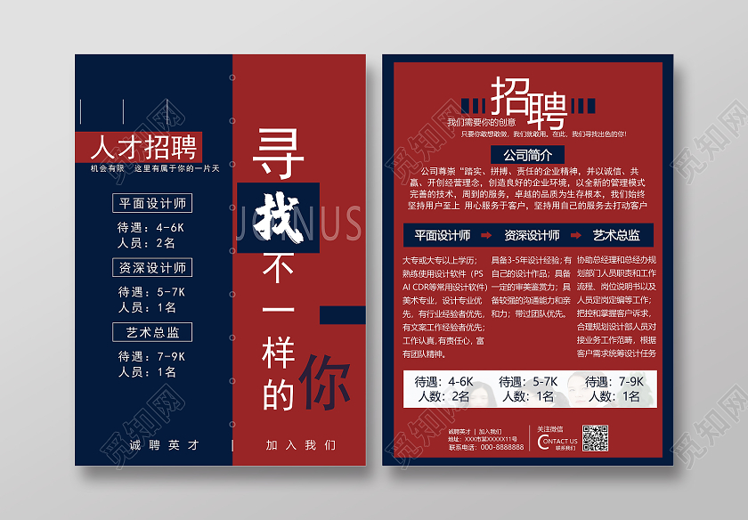 红色商务招聘传单招聘传单宣传单