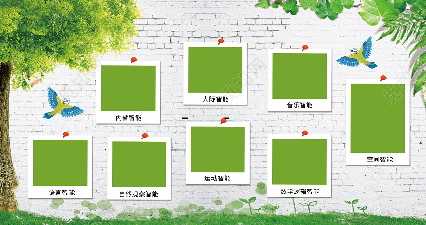 绿色简约照片墙展板