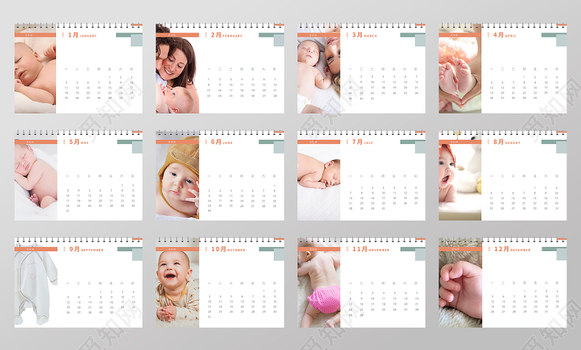 浅色简约2021年日历挂历