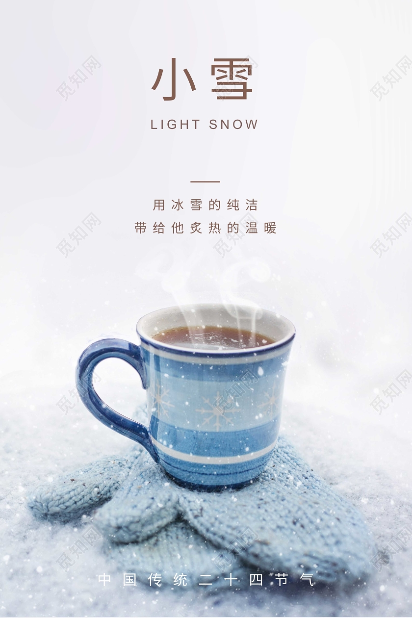 白色简约小雪二十四节气海报