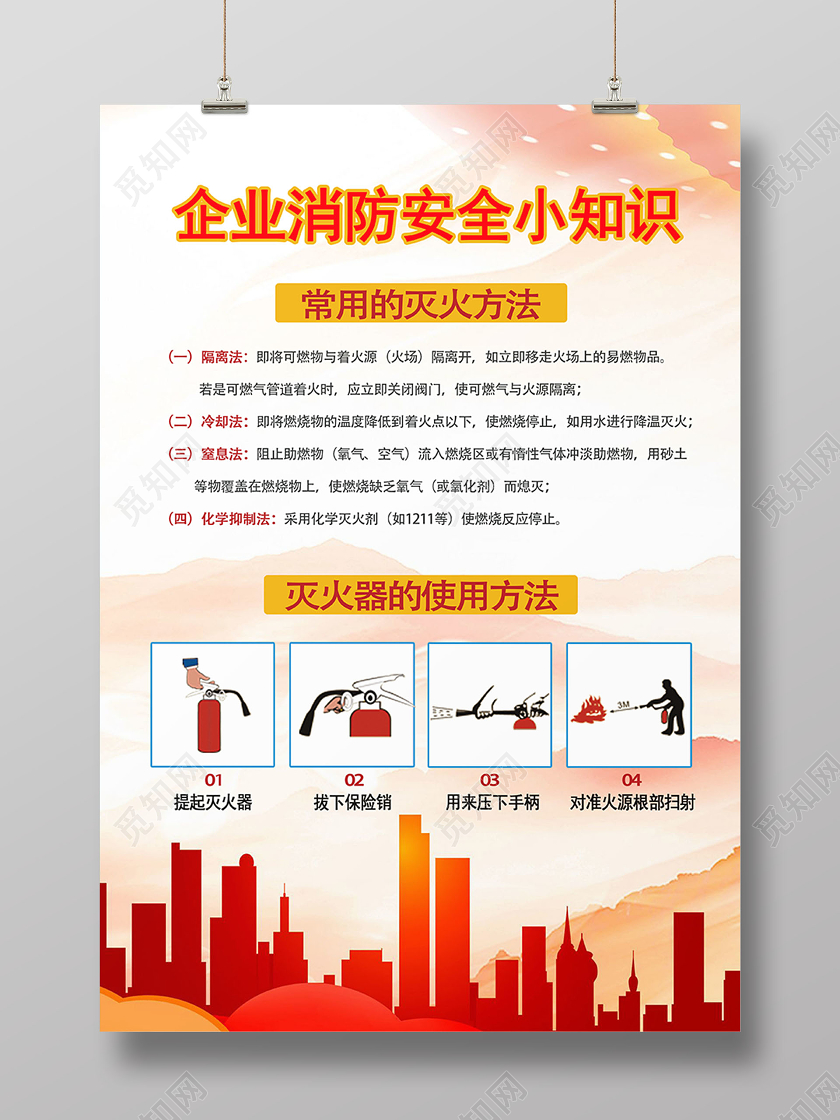 企业消防安全小知识海报消防知识