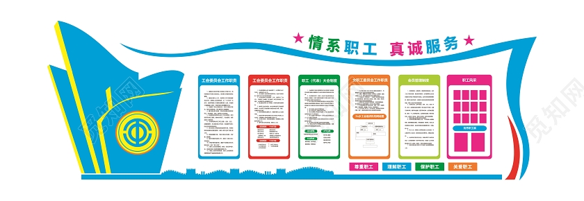 蓝色职工之家文化墙
