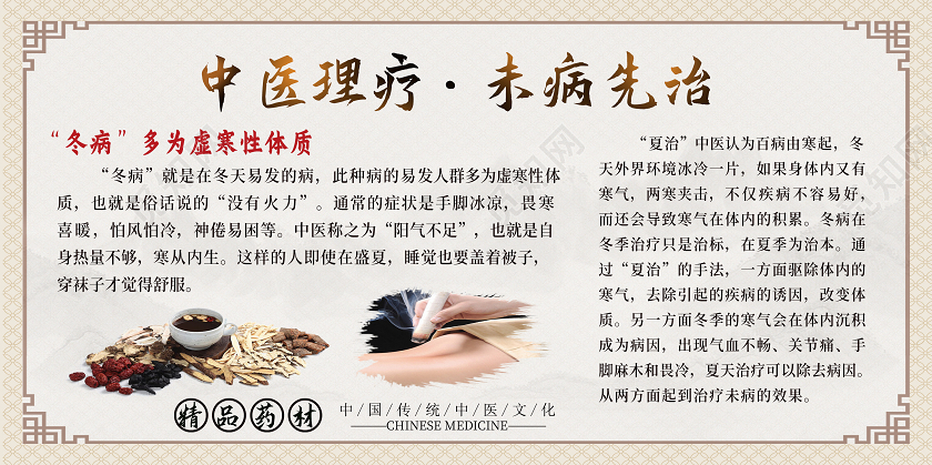 灰色古风中医理疗未病先治展板