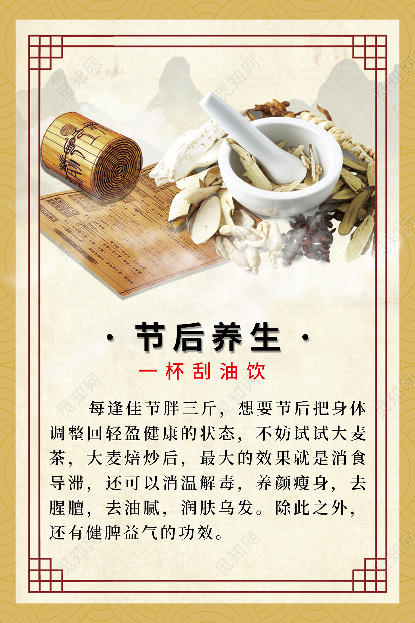 复古中国风节后养生中医药海报
