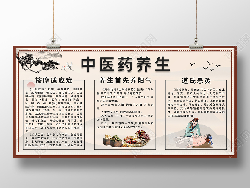 复古中国风中医药养生展板
