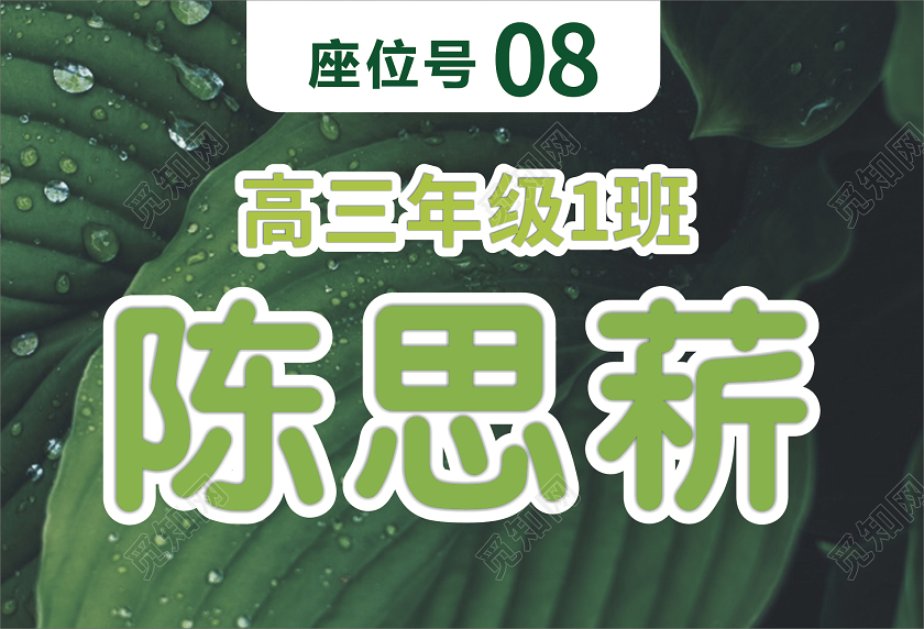 绿色校园姓名牌姓名贴