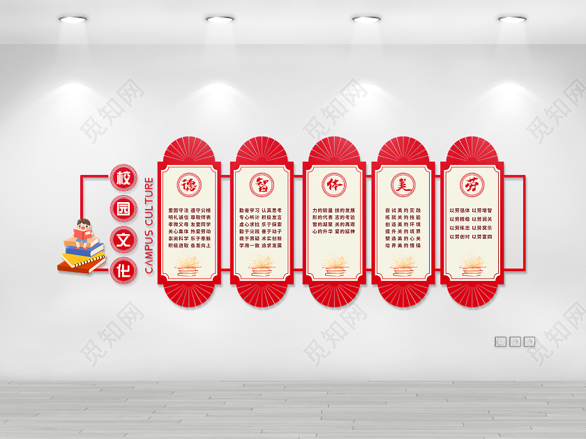 红色大气校园文化墙