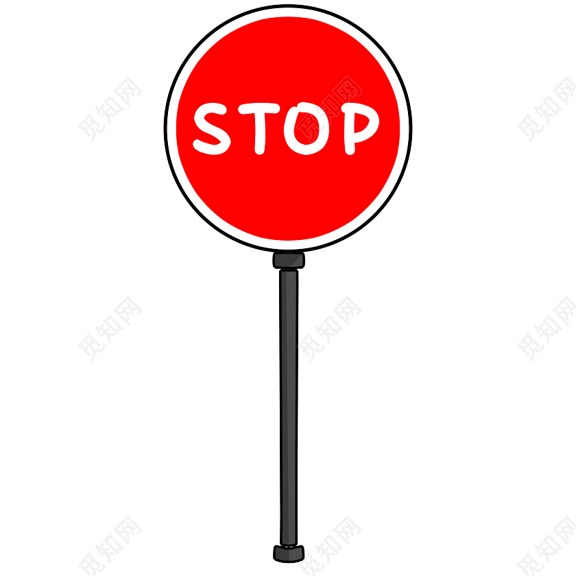 红色手绘交通安全指示牌