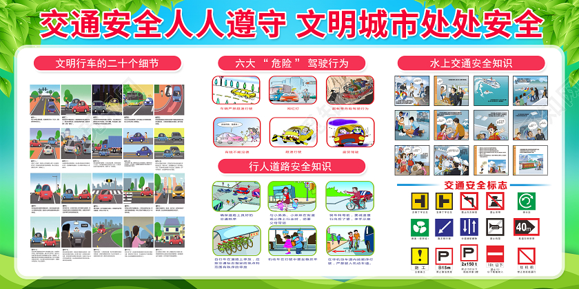 2020全国交通安全日遵守交通文明驾驶国交通安全日宣传栏设计