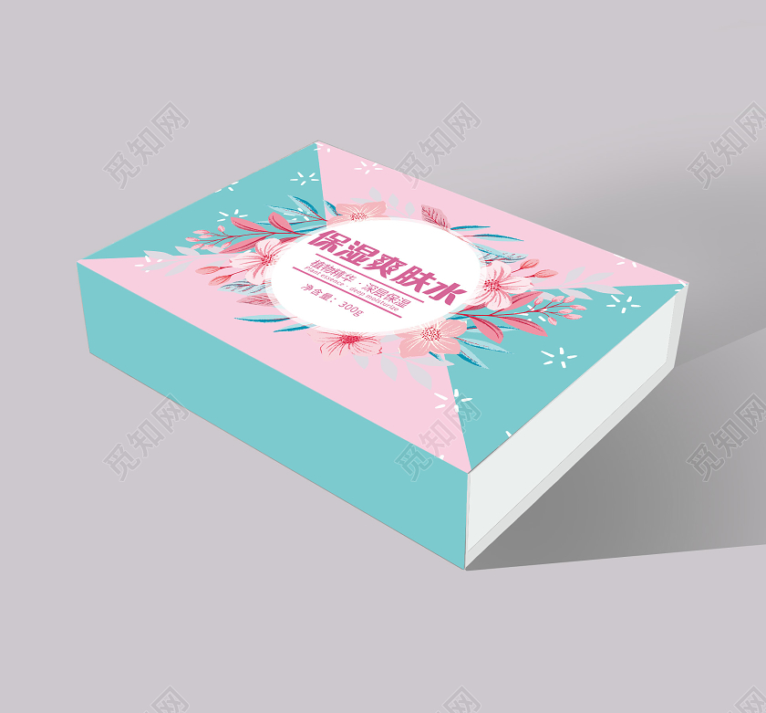粉色简约保湿爽肤水化妆品包装盒