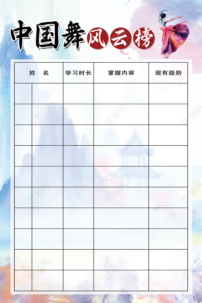 紫色水彩风中国舞风云榜中国舞海报