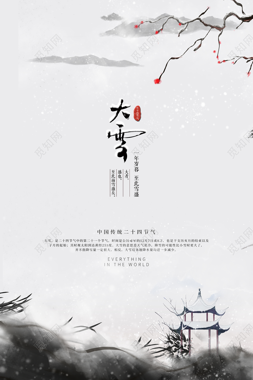 大雪白色节气创意宣传海报
