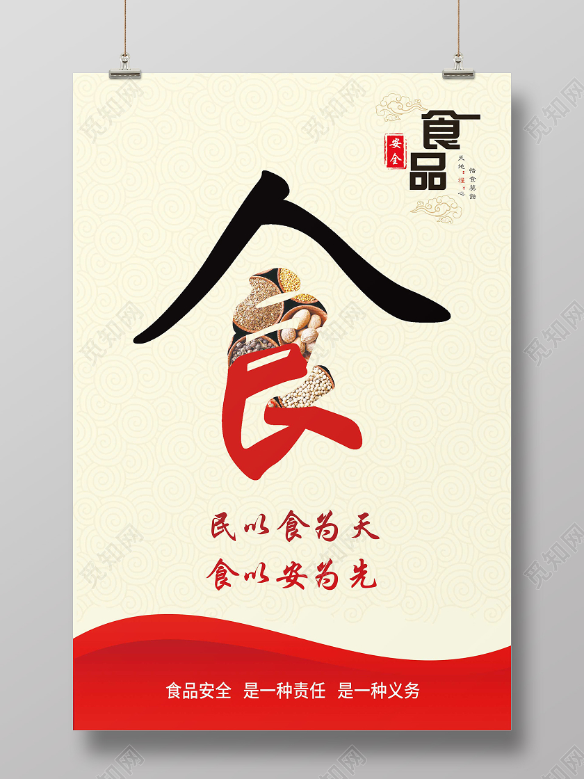 红色质感大气食食品安全宣传海报