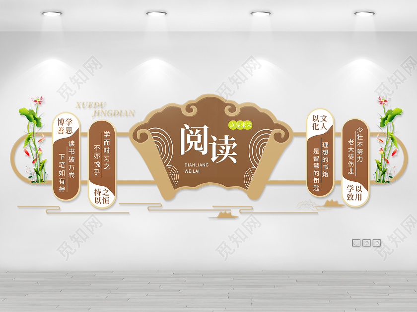 金色简约阅读校园文化化墙校园文化墙