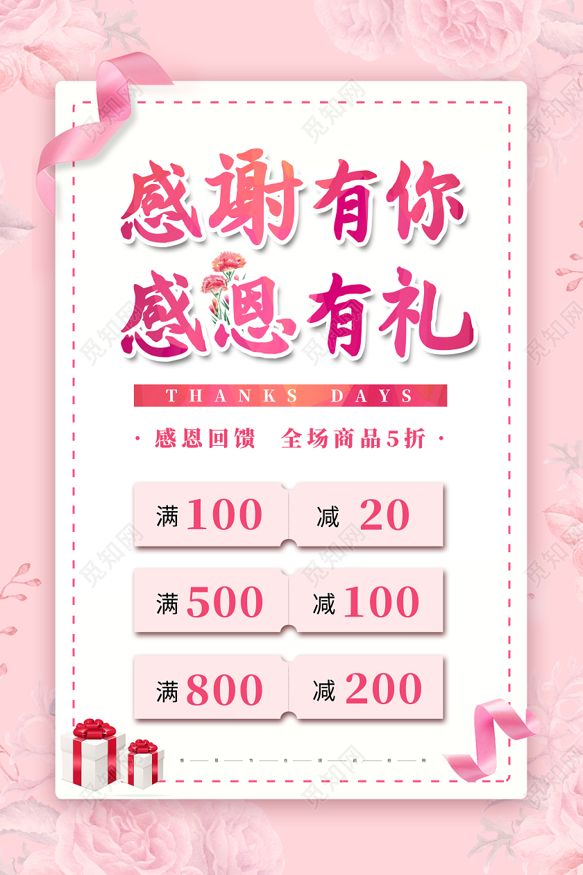 感谢有你感恩有礼促销感恩节海报