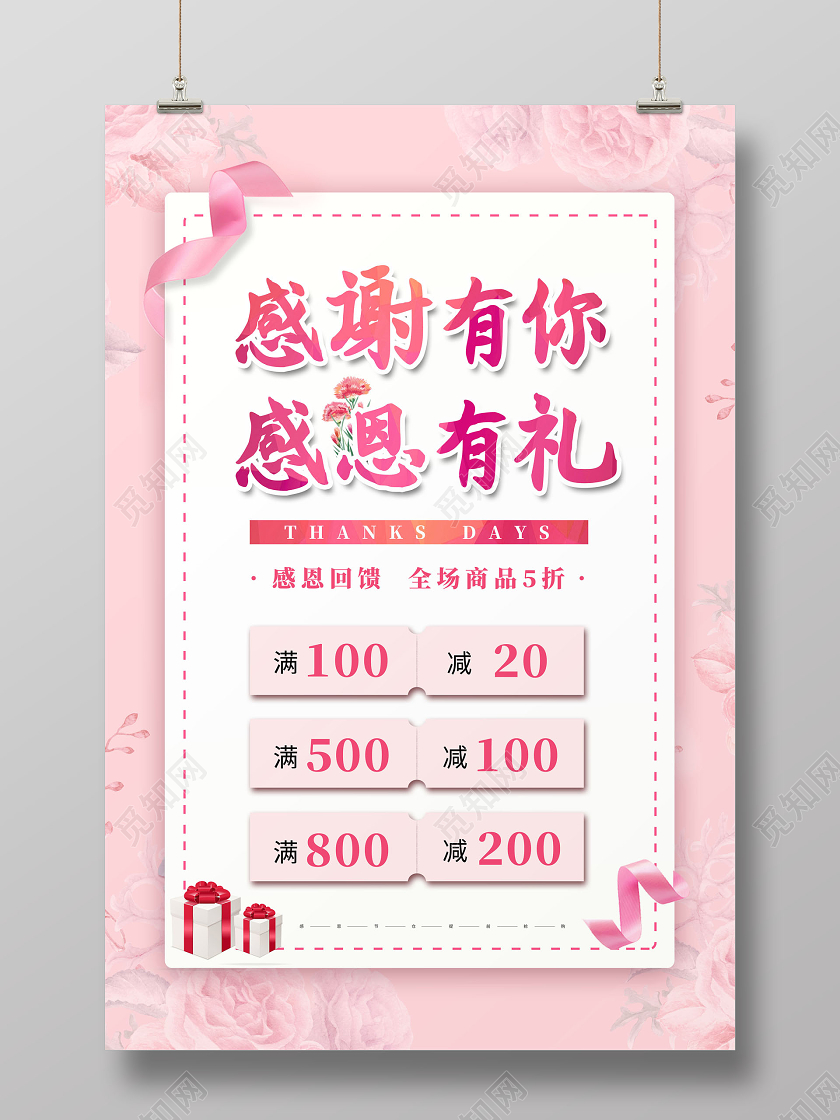 感谢有你感恩有礼促销感恩节海报