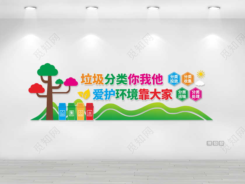 彩色垃圾分类垃圾分类你我他垃圾分类文化墙