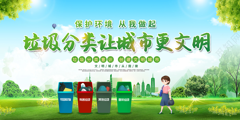 垃圾分类让城市更文明展板