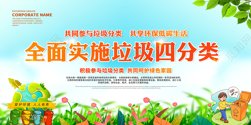 绿色垃圾分类全面实施垃圾分类创建文明城市垃圾分类宣传栏