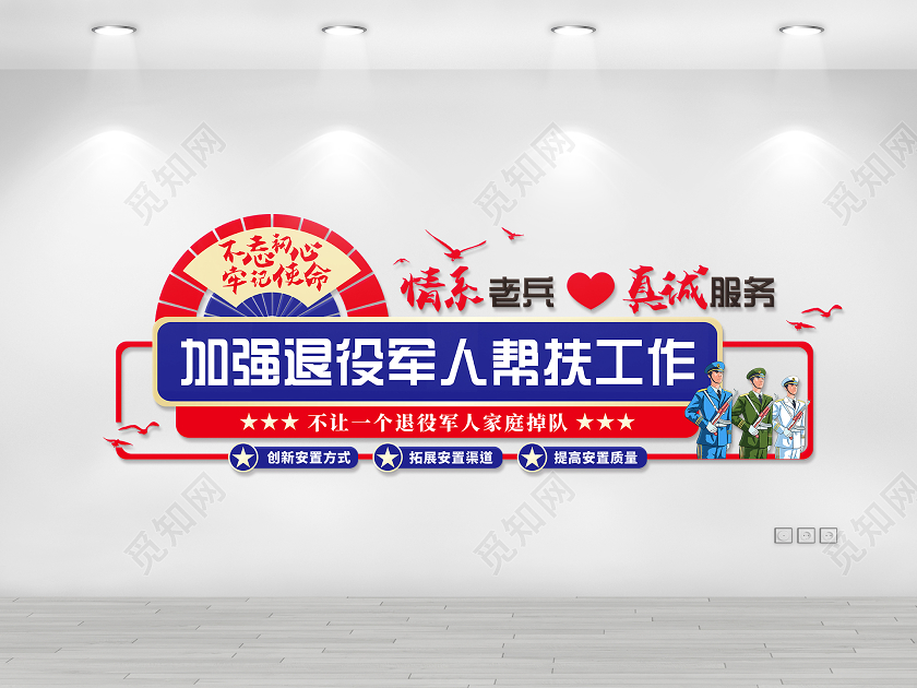 红色大气退伍军人党建文化墙退伍军人文化墙