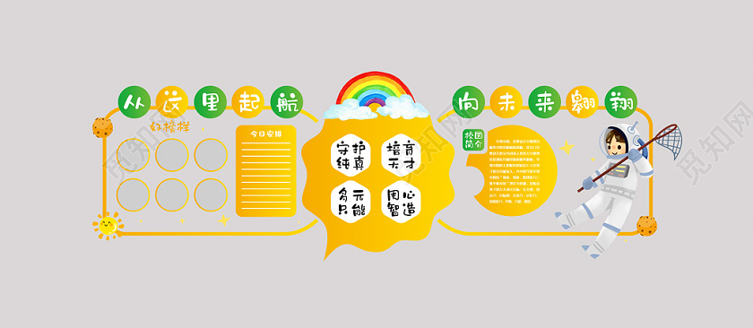 小清新活泼校园文化墙