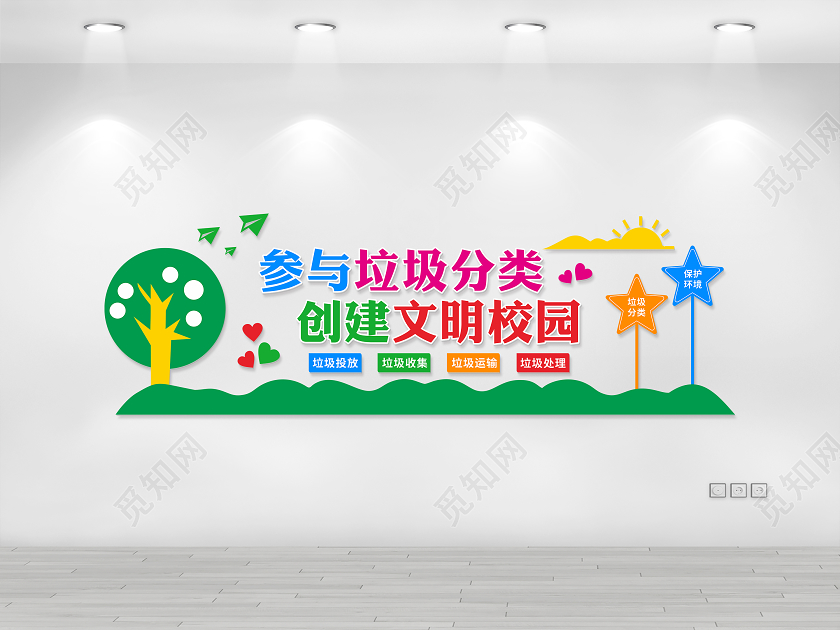 绿色垃圾分类创建文明校园垃圾分类文化墙